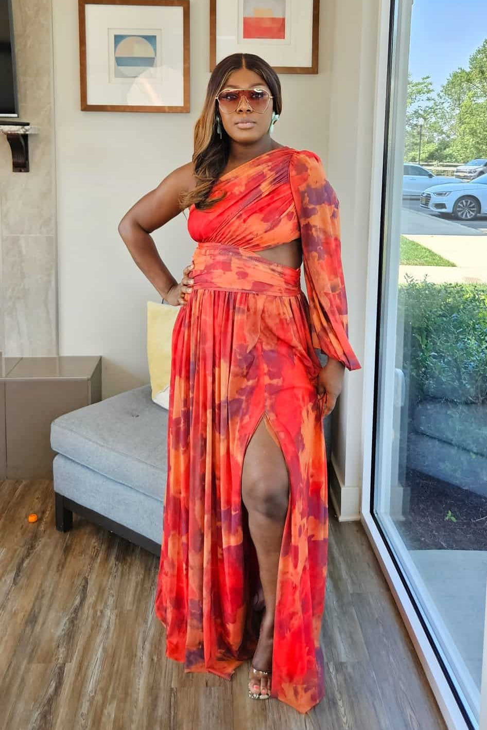 Bahamas Leaf floral Cut out Maxi