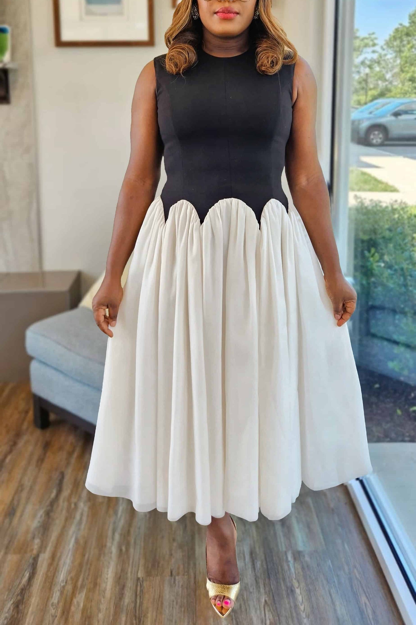 Fina Fit and Flare Sleeveless Midi Dress