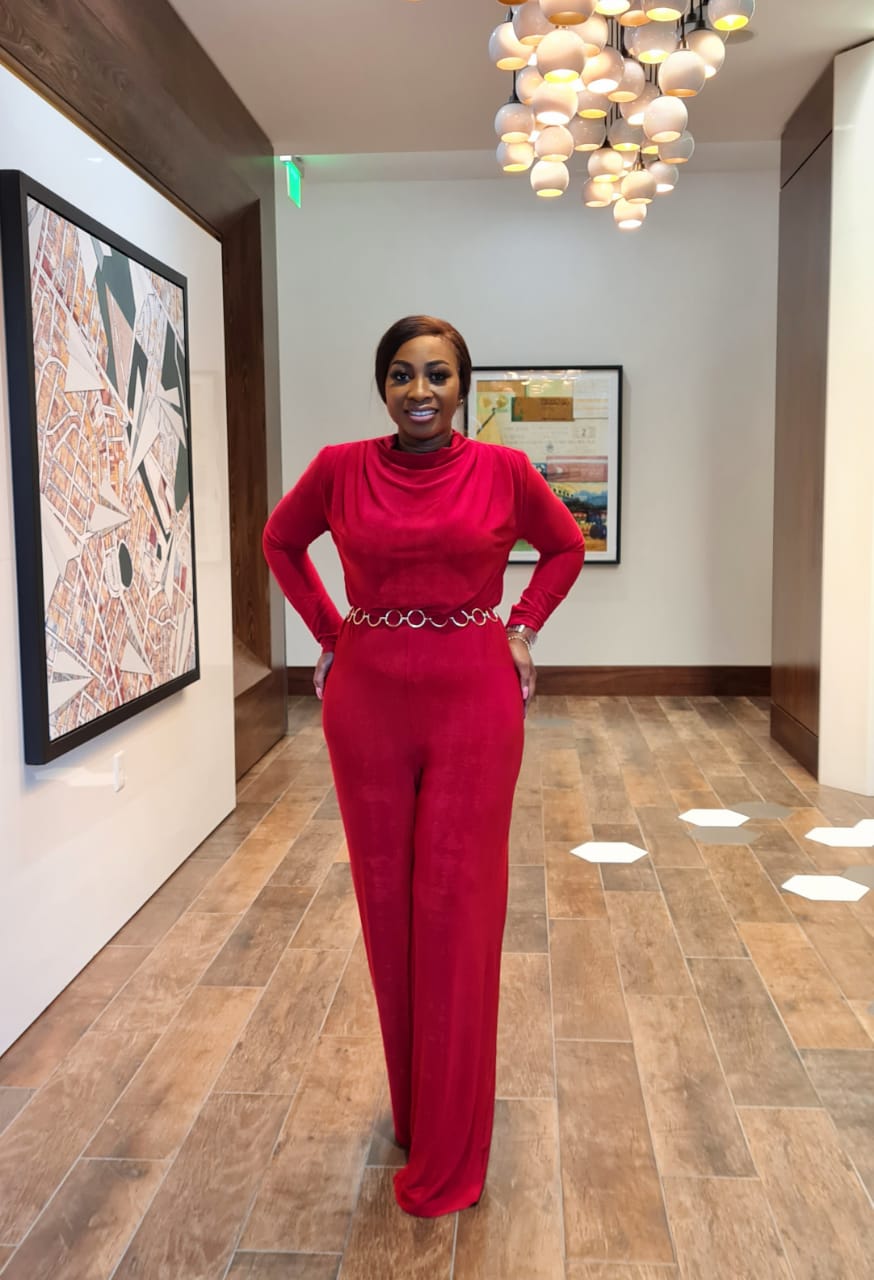 Lady In Red Jumpsuit