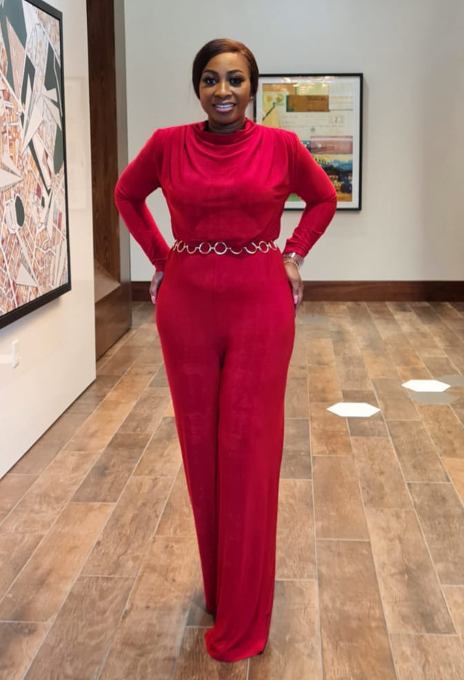 Lady In Red Jumpsuit