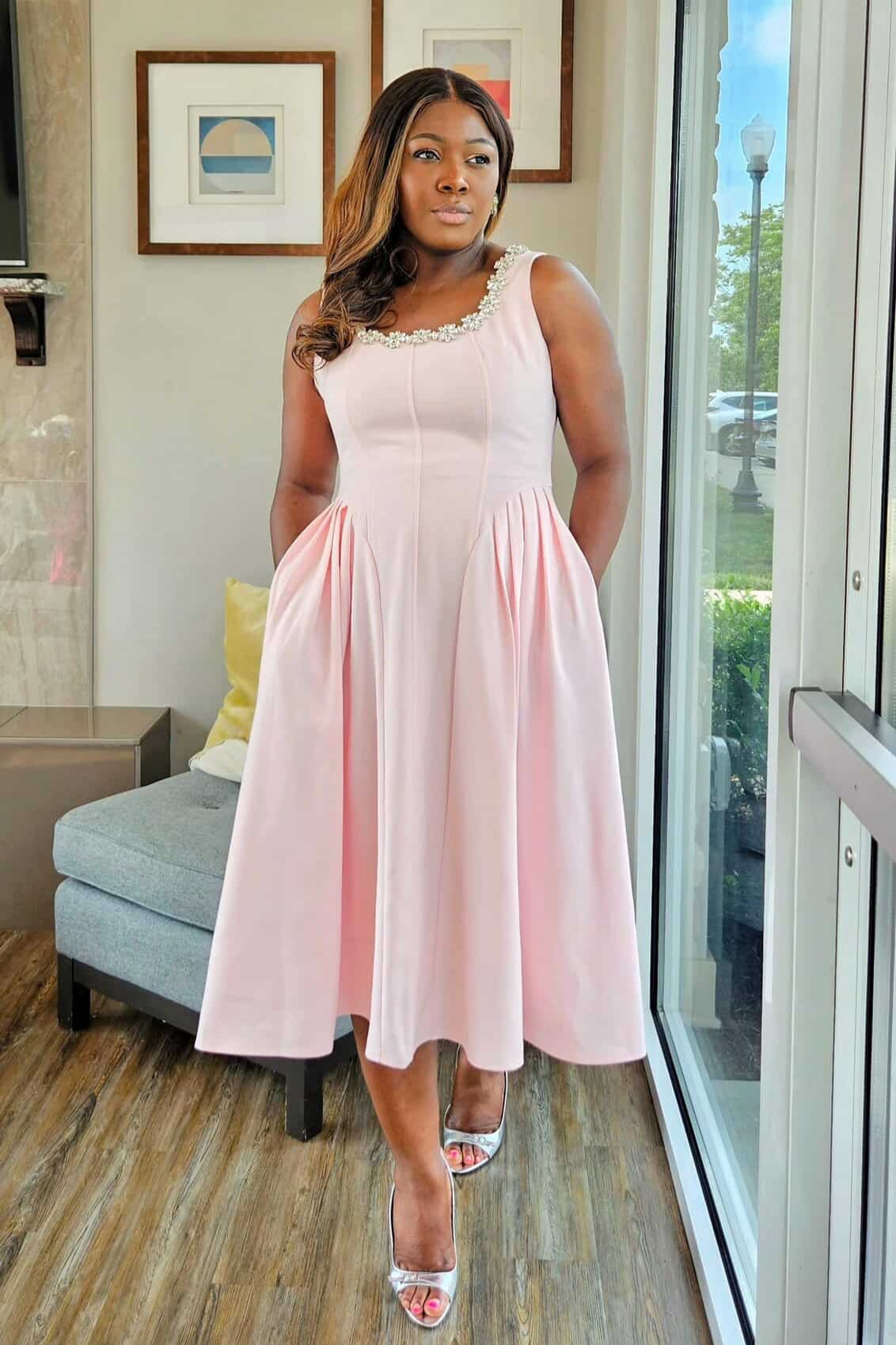 Lily Fit and Flare Sleeveless Midi Dress