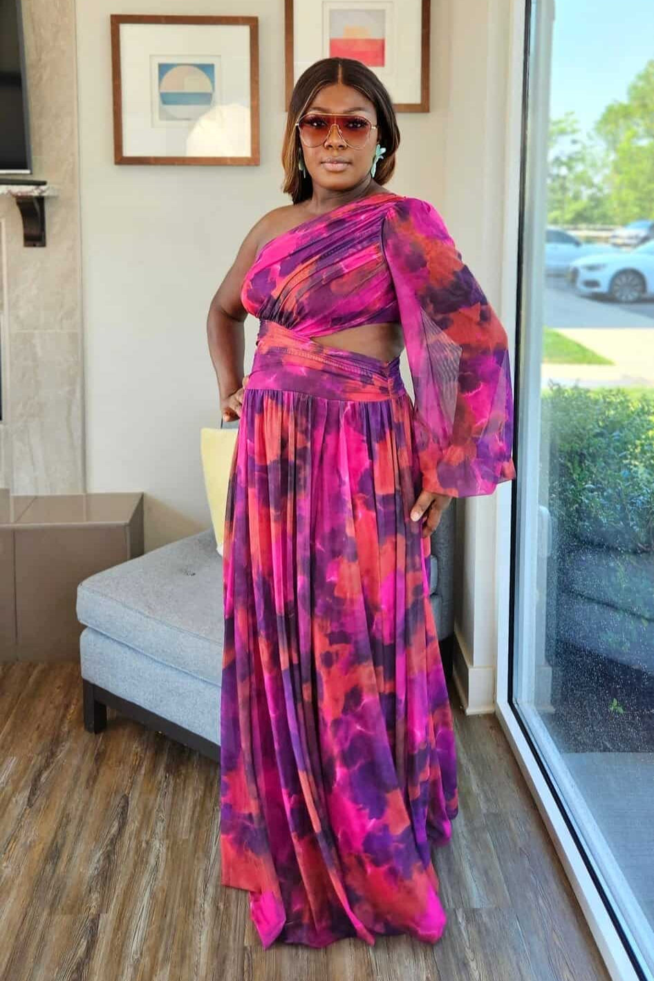 Bahamas Leaf floral Cut out Maxi