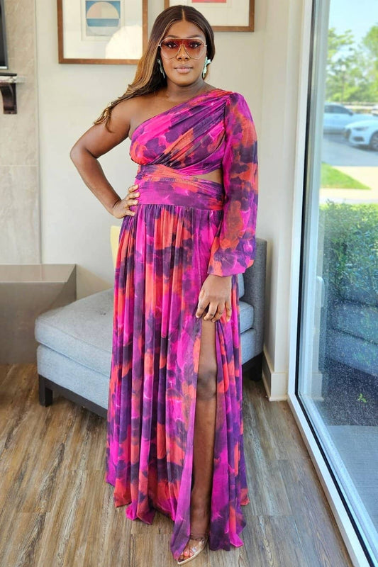 Bahamas Leaf floral Cut out Maxi
