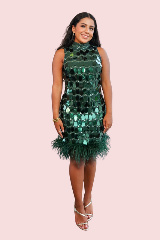 Glitz Feather Hem Dress