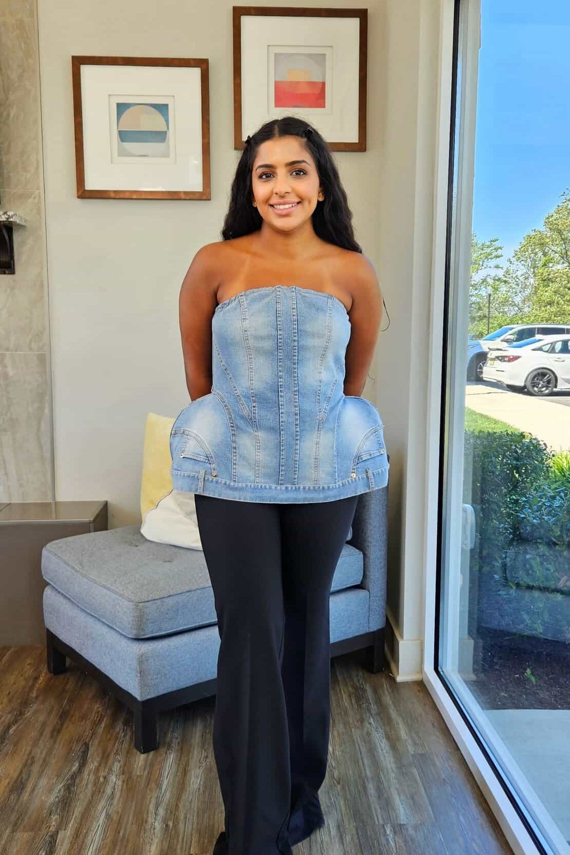 Go Hard Or Go Home Tube Denim Top