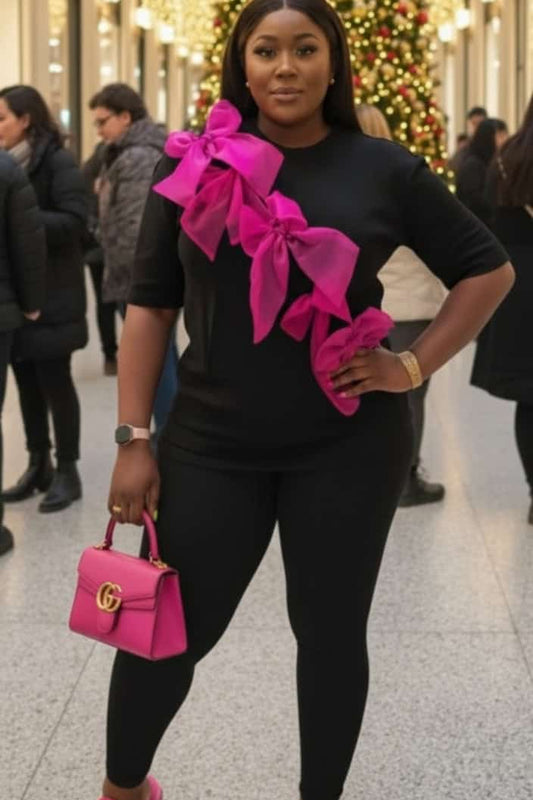 Carol Black Bow Detail Tee