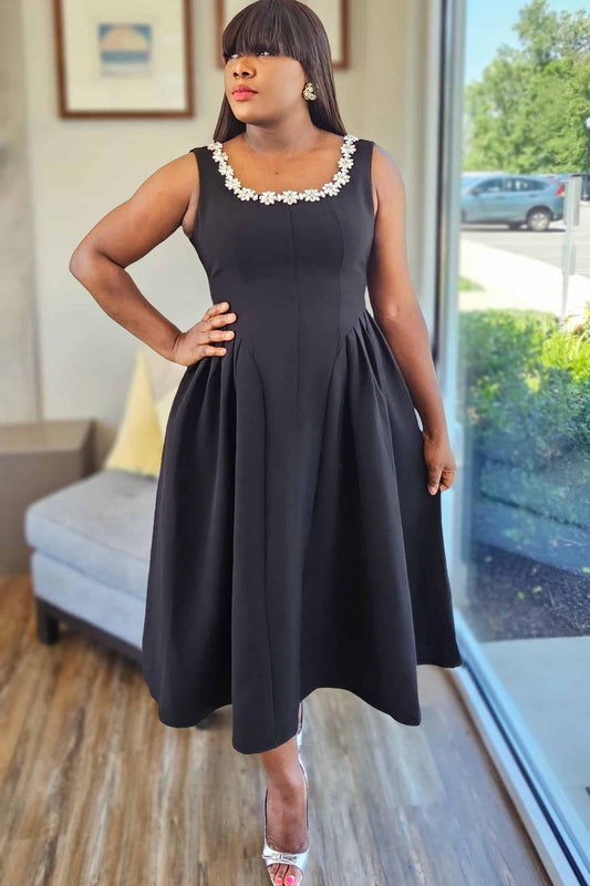 Lily Fit and Flare Sleeveless Midi Dress